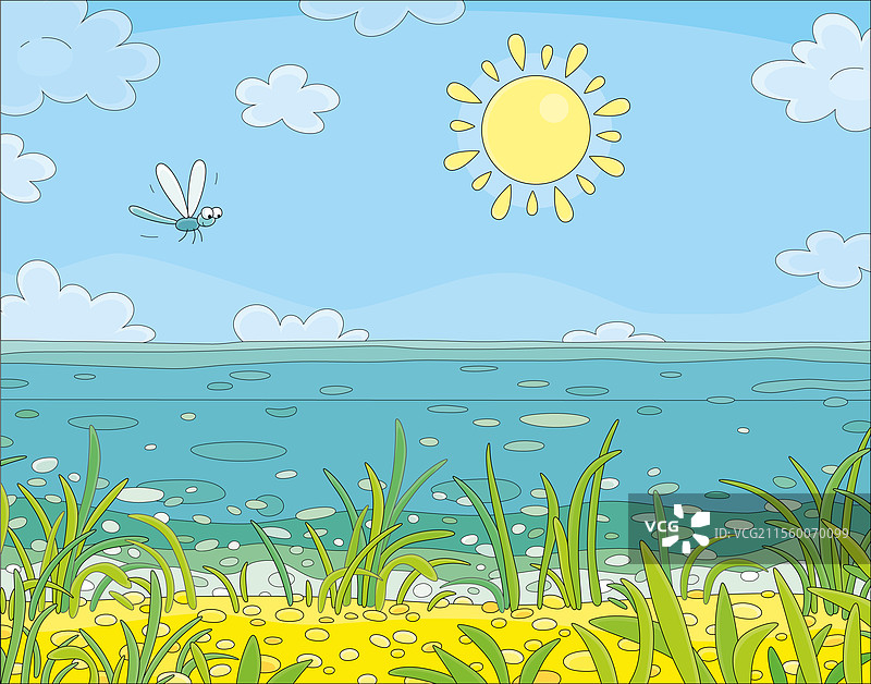 夏季海边的黄色太阳图片素材