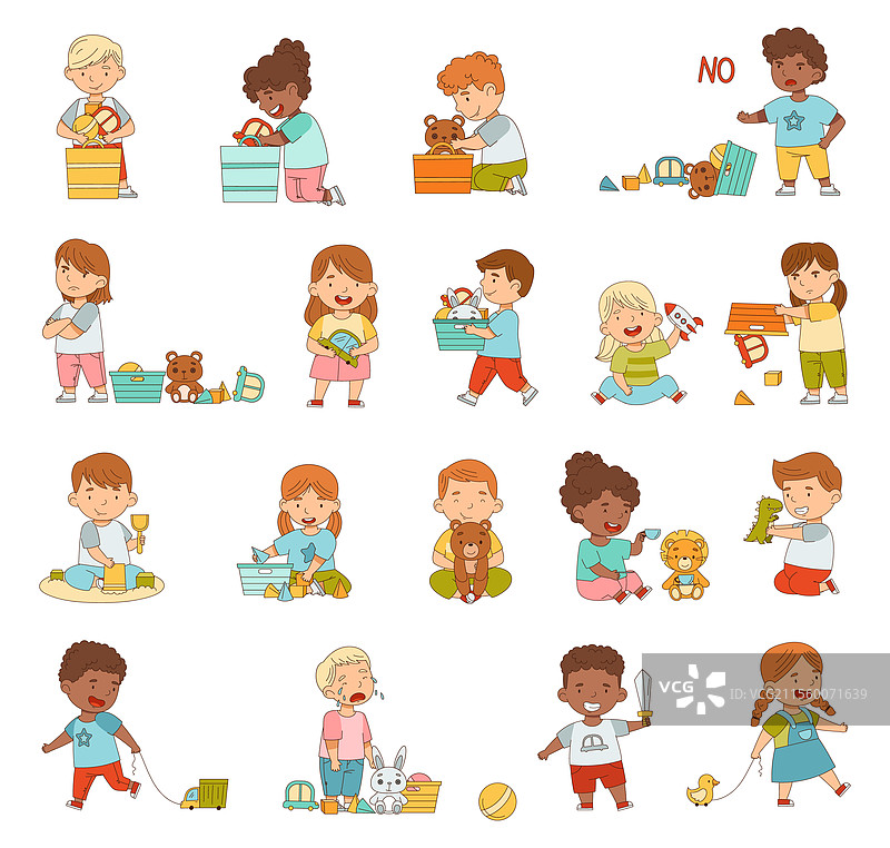 小孩子们在托儿所或游戏室玩玩具图片素材