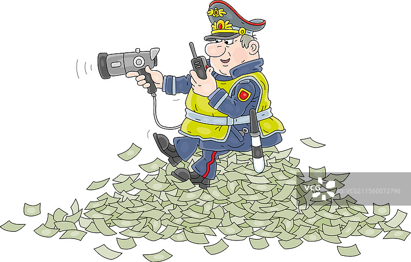 设有测速器的交通警察图片素材