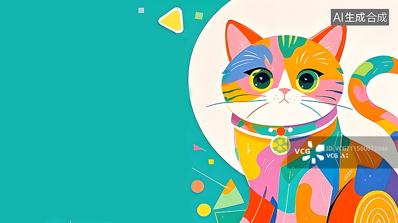 【AI数字艺术】2D卡通猫的趣味绘本插画居右图片素材