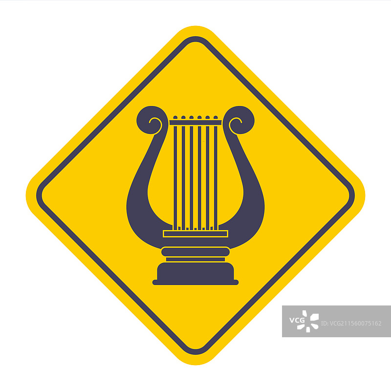 缺少的竖琴乐器图标，背景为黄色图片素材