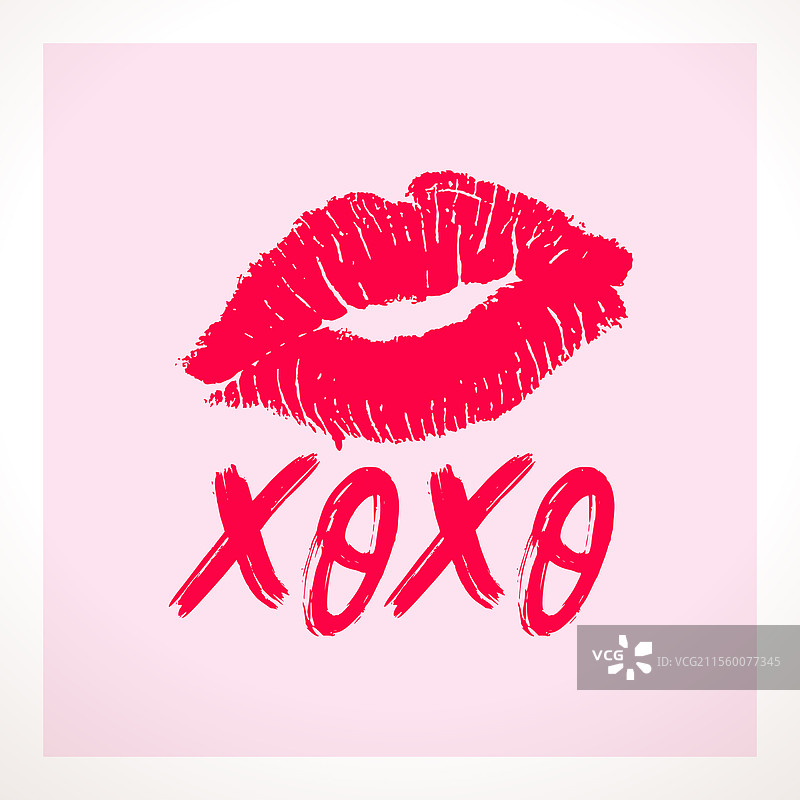 亲吻和拥抱的刷字艺术与口红图片素材