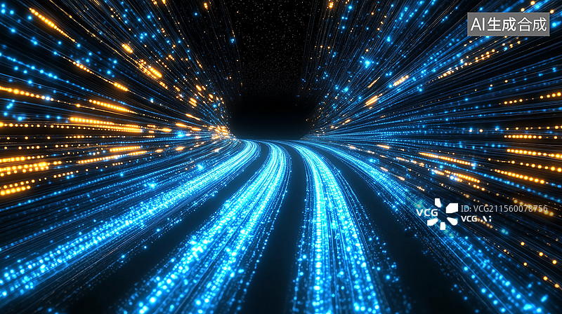 【AI数字艺术】抽象蓝色发光通道科技背景图片素材