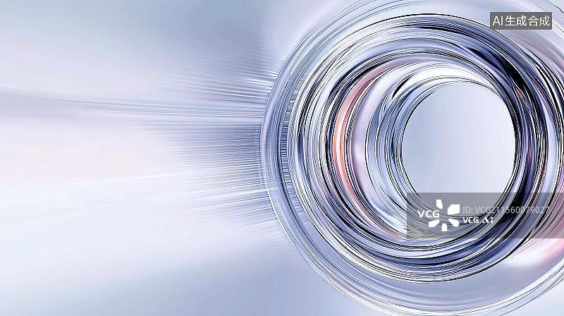 【AI数字艺术】三维透明银色环形未来通道背景图片素材