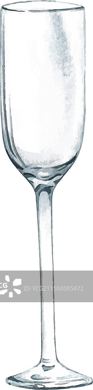 空的香槟酒杯水彩画图片素材