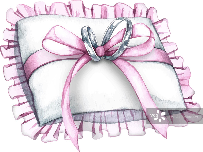 一款优雅的手工婚礼戒指枕头图片素材