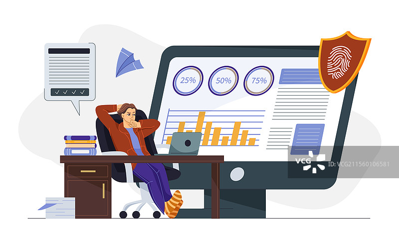数据分析师在电脑屏幕后面工作图片素材