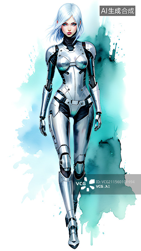 【AI数字艺术】穿机械皮夹克的女人图片素材