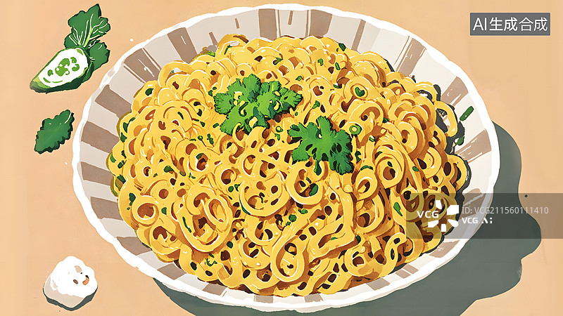 【AI数字艺术】筷子搅拌着一碗面条插画 西红柿鸡蛋面 一碗米粉，米线，螺蛳粉，炸酱面 热干面 担担面，麻辣小面图片素材
