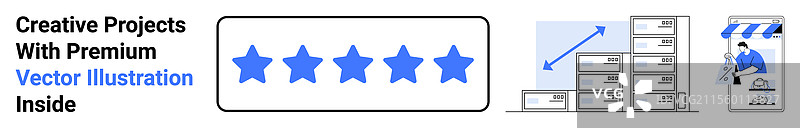 五星评级增长图表与电子商务图片素材