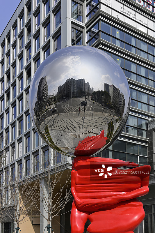 商务建筑不锈钢球面镜图片素材