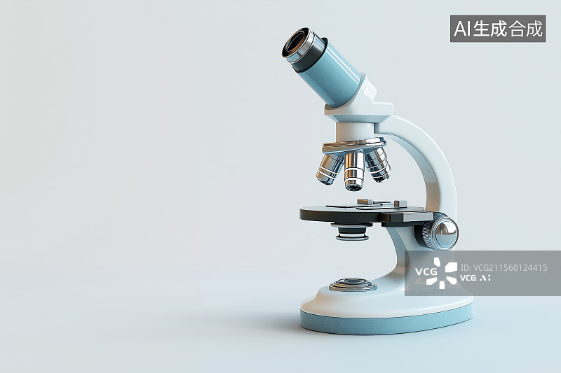【AI数字艺术】三维渲染纯色背景下的显微镜图片素材