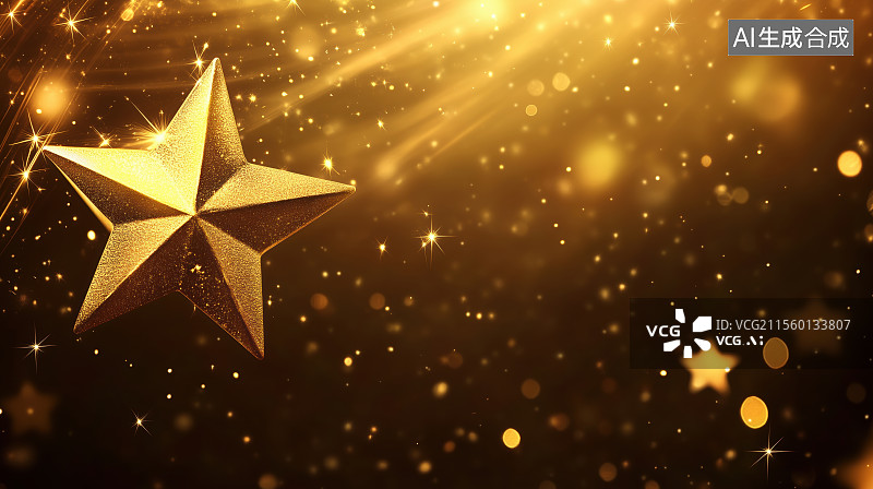 【AI数字艺术】星星发光流动闪亮的金色颗粒图片素材