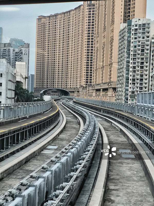 中国澳门轻轨轨道路线捷运系统城市交通图片素材