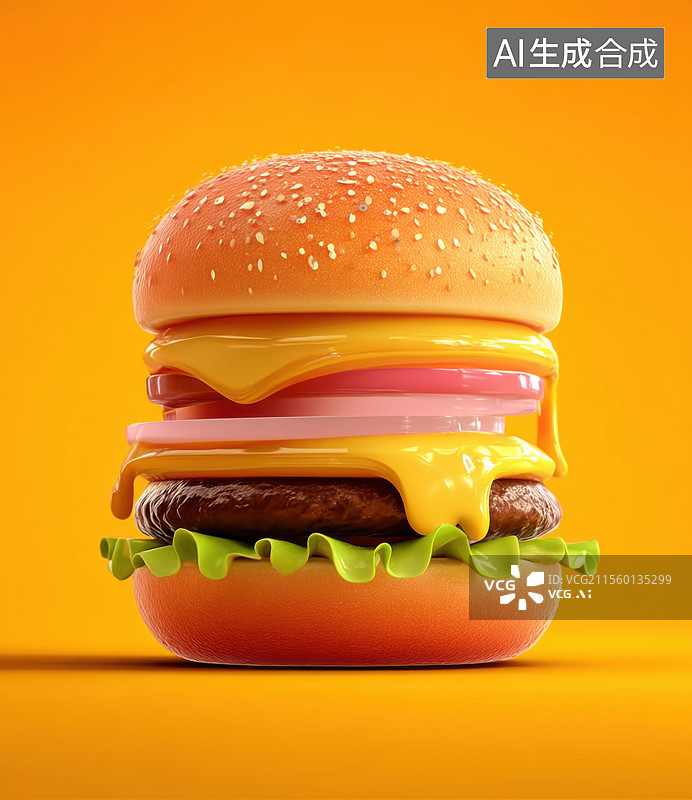 【AI数字艺术】美味的牛肉汉堡创意广告美食静物图片素材