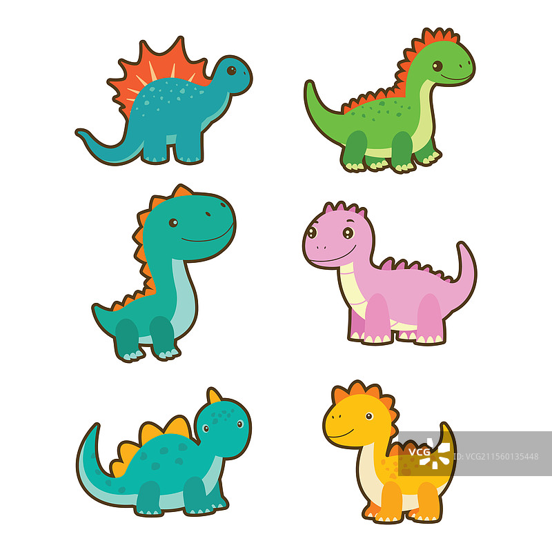 一组快乐搞笑的小恐龙动物图片素材