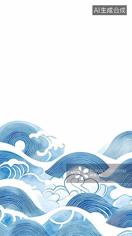 【AI数字艺术】水彩抽象海浪图片素材
