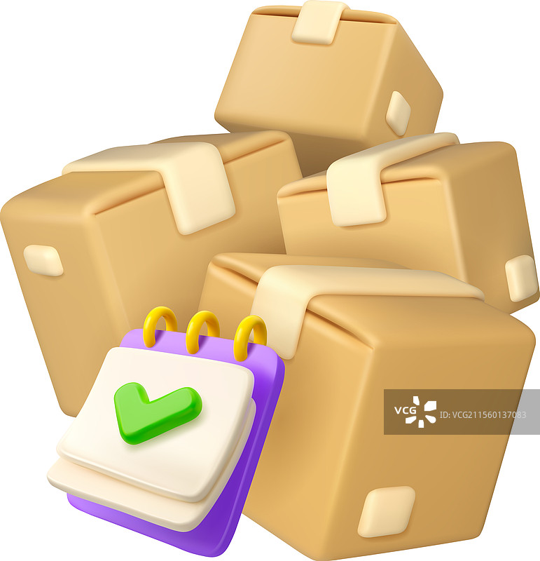 纸箱堆叠的3D图标图片素材