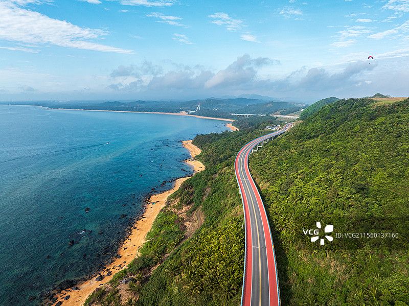 海南万宁山钦湾最美环岛旅游公路海岸线风光图片素材