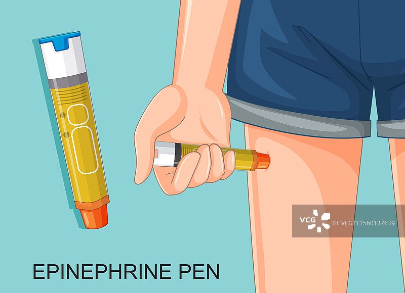 手中握着一支肾上腺素笔图片素材
