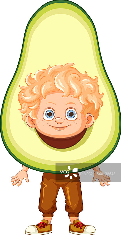 一个打扮成顽皮鳄梨的孩子图片素材