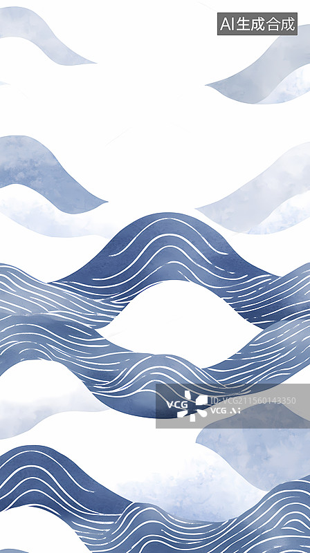 【AI数字艺术】水彩抽象海浪图片素材
