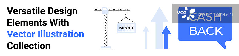 起重机举起带有增长箭头的进口标志图片素材