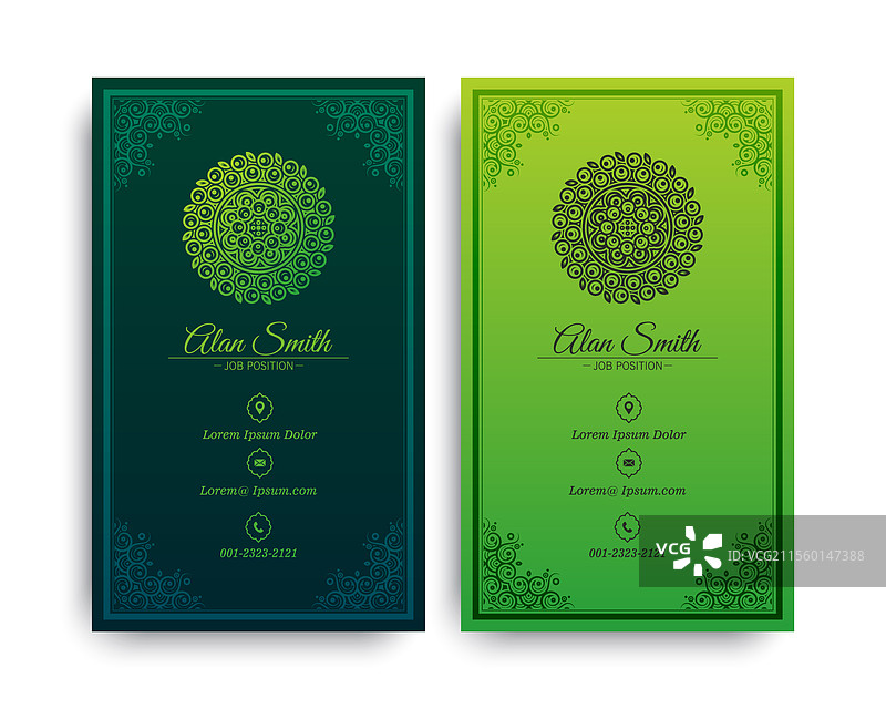 绿色装饰性标志和名片模板图片素材