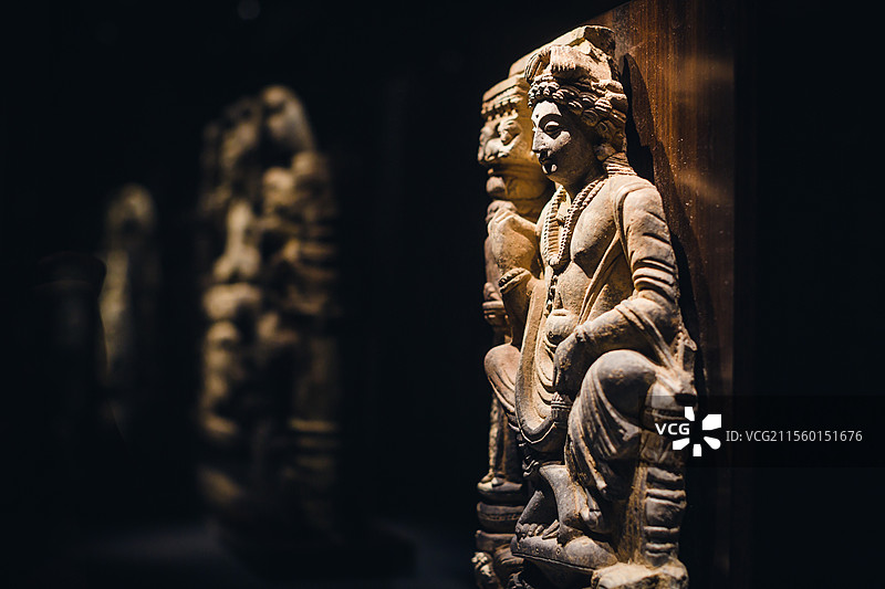 南京大报恩寺遗址博物馆的印度佛教石雕展览图片素材