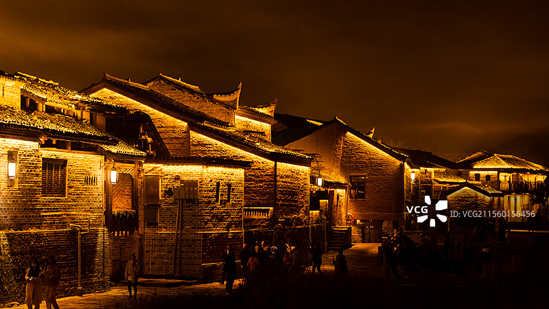江西吉安渼陂古村夜景图片素材