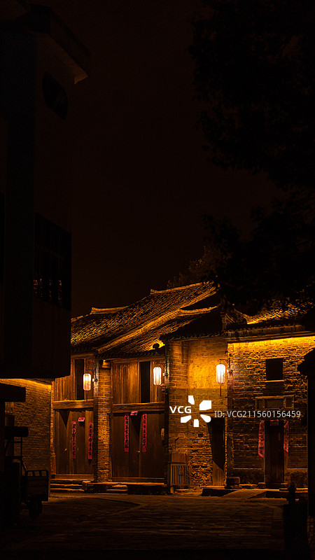 江西吉安渼陂古村夜景图片素材