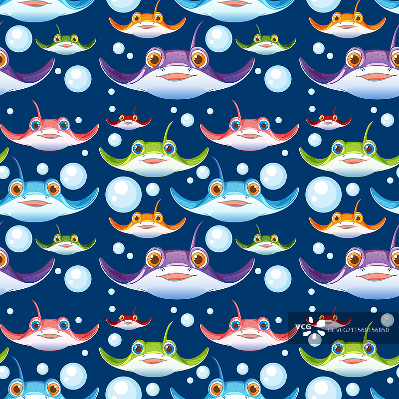 色彩斑斓的黄貂鱼在气泡中游动图片素材