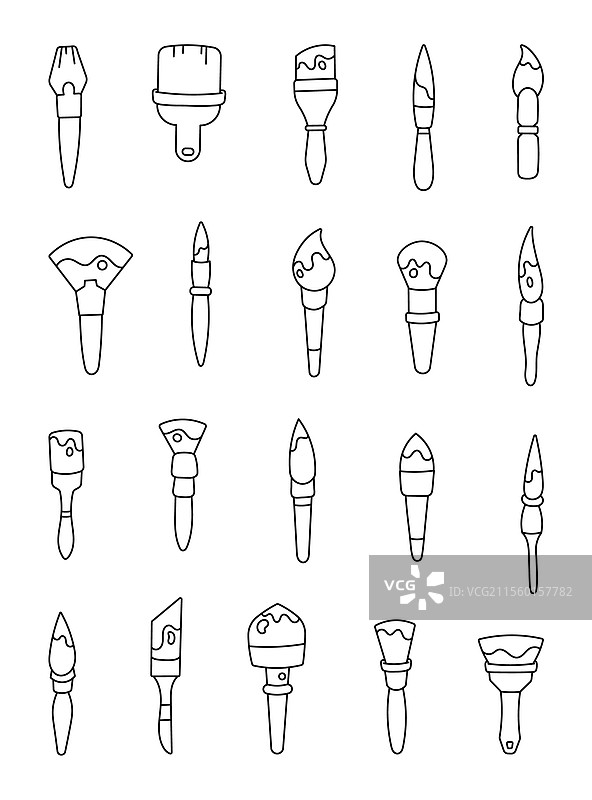 可爱的各种画笔套装图片素材