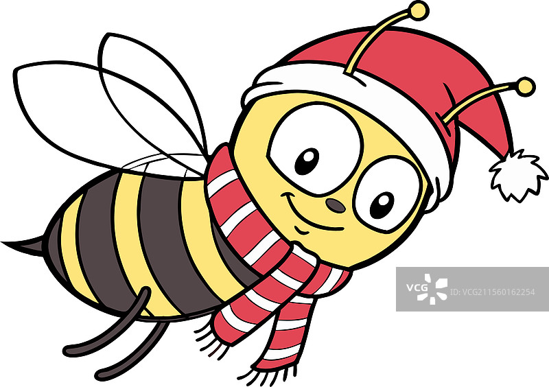 可爱的冰霜蜜蜂穿着圣诞老人服装图片素材