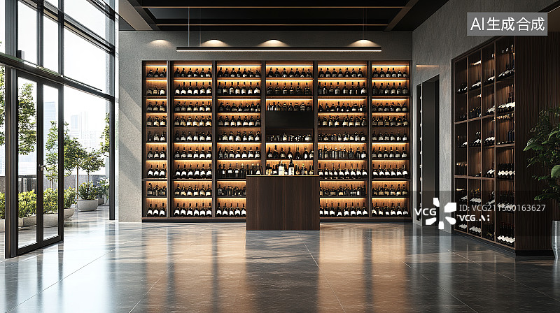 【AI数字艺术】欧式复古室内酒吧酒柜各式红酒啤酒展台装饰设计3D渲染图片素材