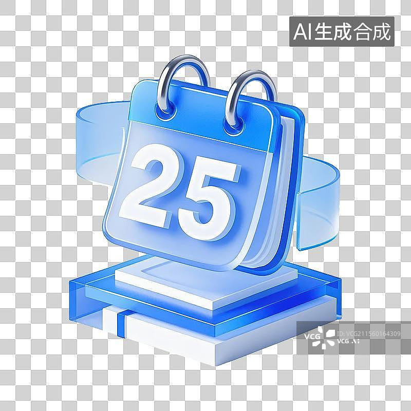 【AI数字艺术】3D日历上面有数字25图标图片素材