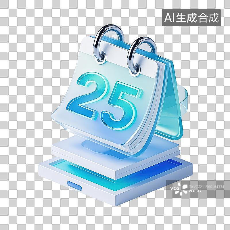 【AI数字艺术】3D日历上面有数字25图标图片素材