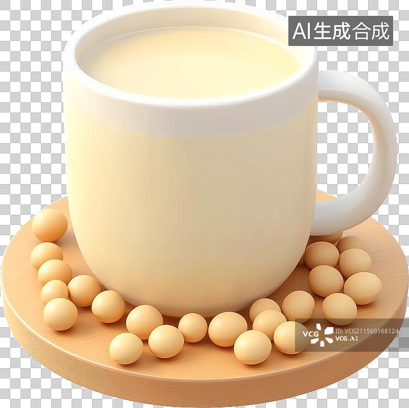 【AI数字艺术】一杯3D卡通豆浆图片素材