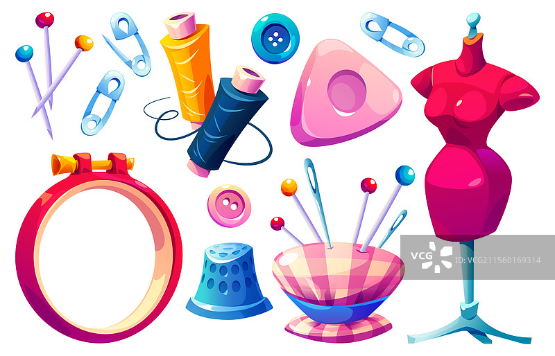 卡通缝纫配件合集图片素材