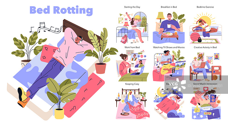 躺床上摆烂图片素材