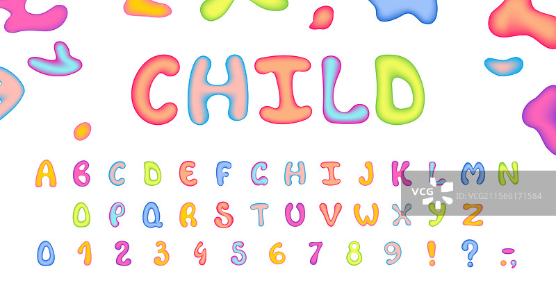 圆润光滑的多彩儿童字母图片素材
