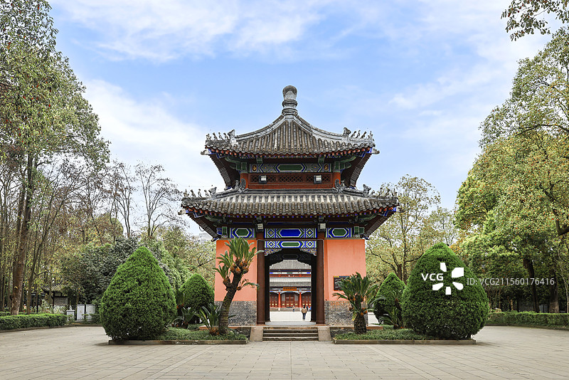 成都武侯祠刘湘墓园神道碑亭图片素材