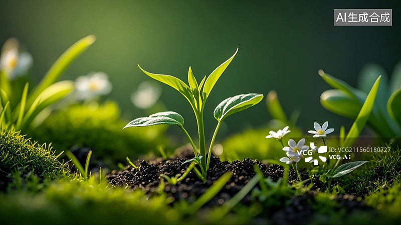 【AI数字艺术】春天万物萌芽植物生长图片素材