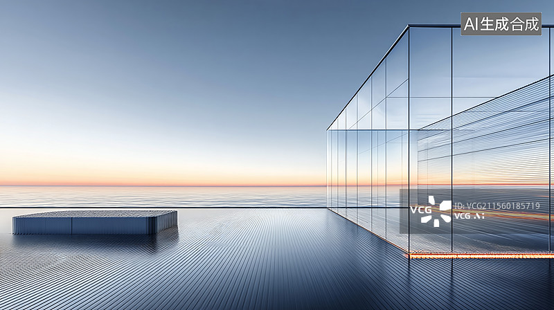 【AI数字艺术】现代简洁风格透明建筑，汽车广告背景图图片素材