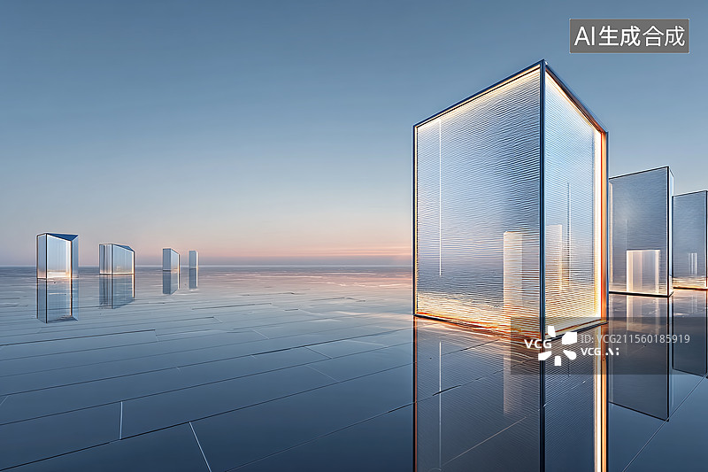 【AI数字艺术】科技感透明建筑，汽车广告背景图图片素材