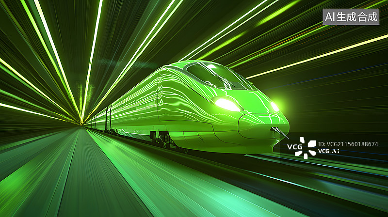 【AI数字艺术】无人操控城市轻轨列车图片素材