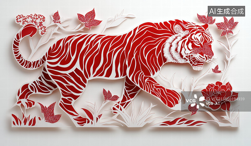 【AI数字艺术】传统剪纸虎年艺术图片素材