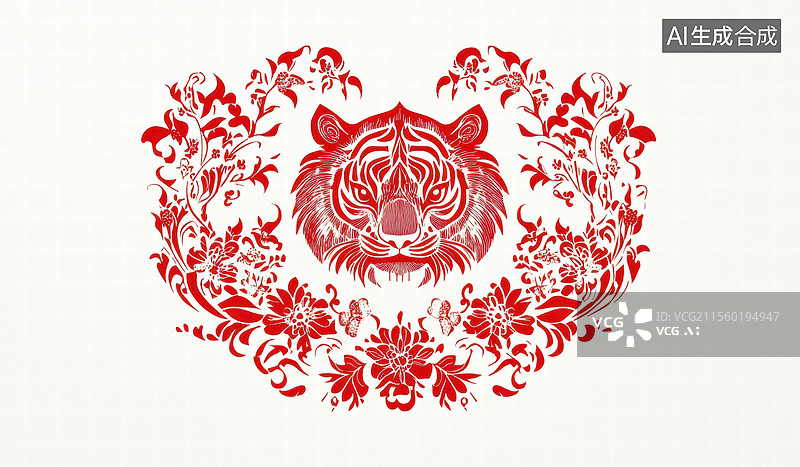 【AI数字艺术】传统剪纸虎年艺术图片素材
