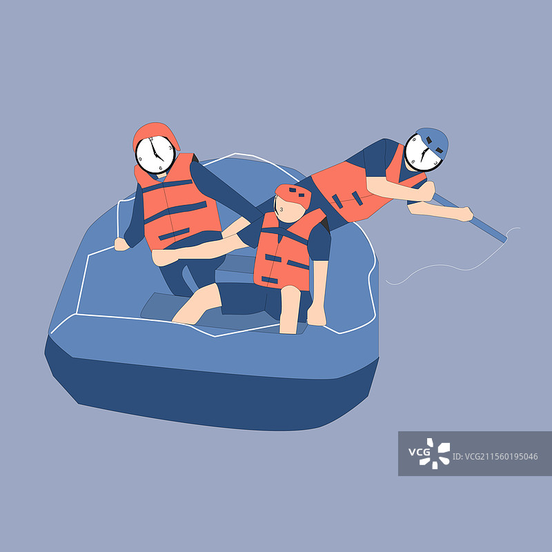 与朋友们一起尝试激流泛舟图片素材