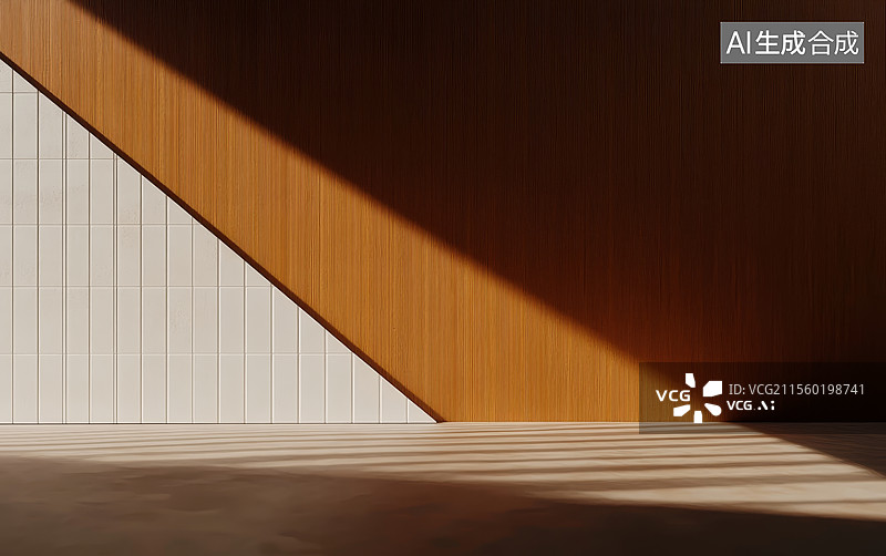 【AI数字艺术】光影木纹墙面图片素材